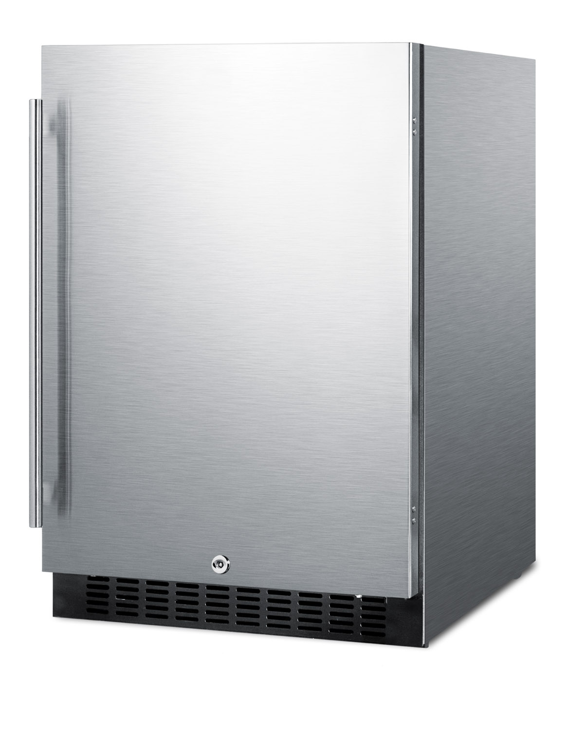 Outdoor all-refrigerator for built-in use, with lock, digital thermostat, and stainless steel wrapped exterior